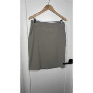 NWT Eileen Fisher Stone Pencil Straight Skirt Polished‎ Twill Ret $198 Size 10